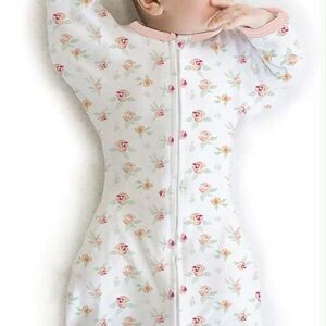 EUC Swaddle Designs Floral Sleep Sack - Pink and White